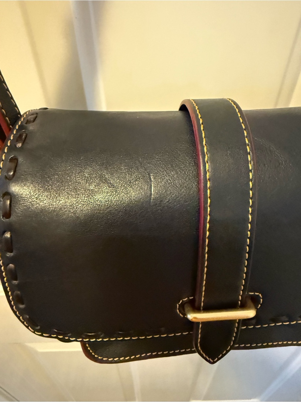 Dooney & Bourke Florentine Leather Binocular shoulder/Crossbody bag- Navy - Picture 6 of 16